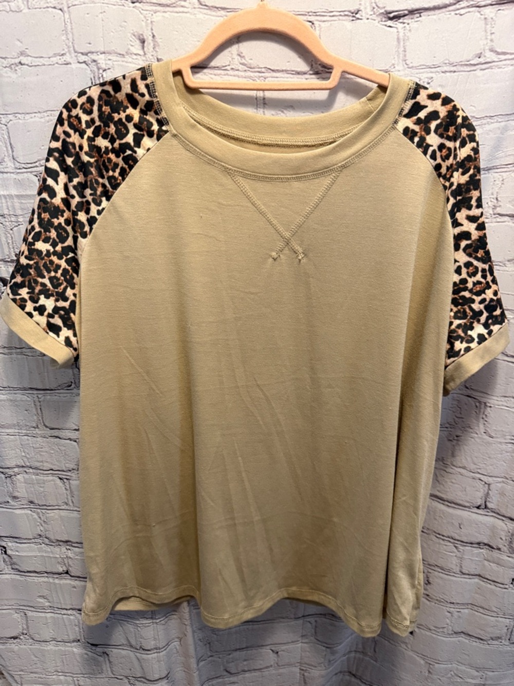 SHEIN Tan and Leppard Print Womens Shirt